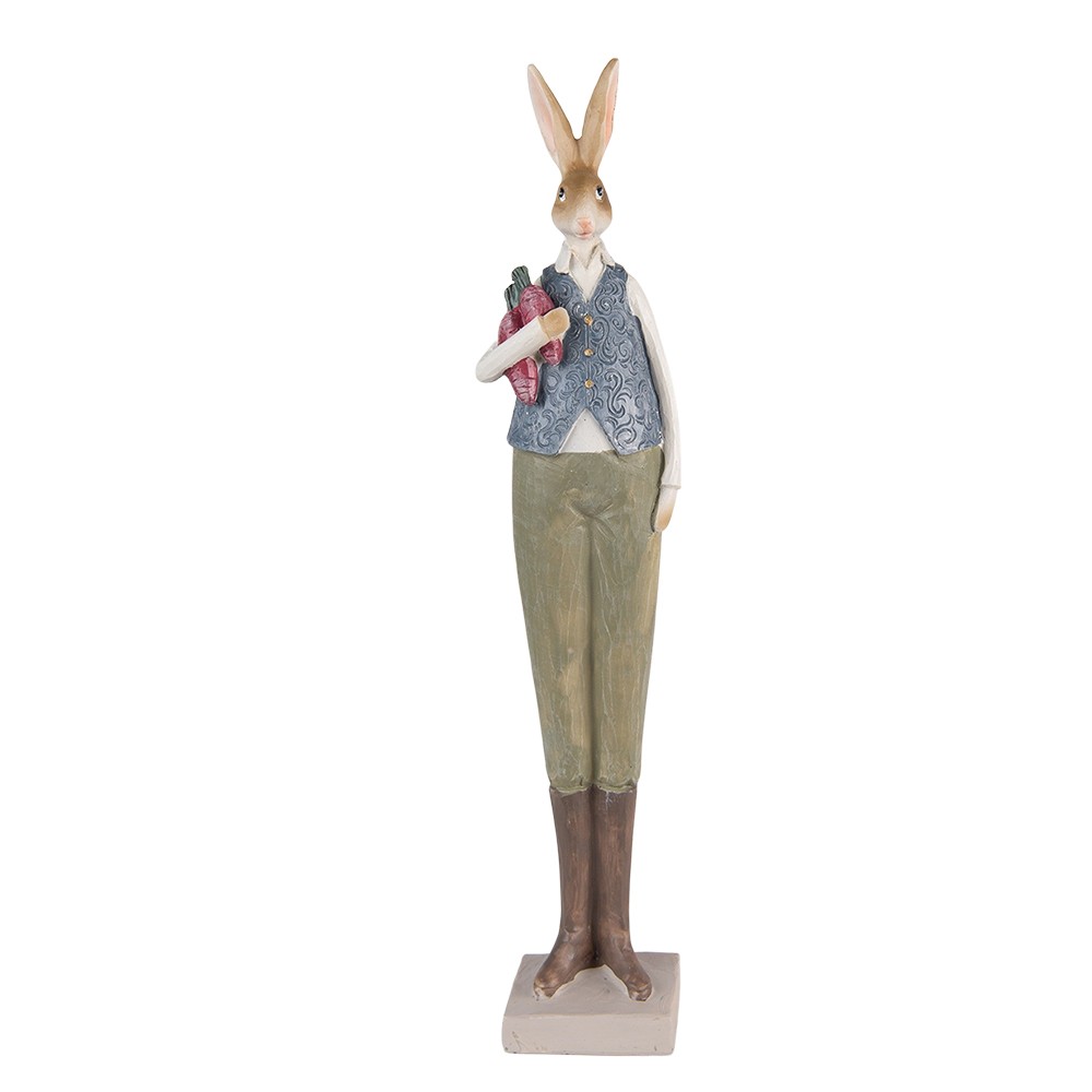 Dekorace vysoká socha zajíc s mrkví - 6*5*36 cm