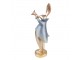 Dekorace králík v modrém kabátku s trumpetou - 9*8*26 cm Clayre & Eef
