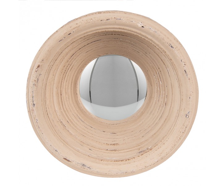 Béžové antik kulaté nástěnné vypouklé zrcadlo Beneoit – Ø 19*7 cm Clayre & Eef