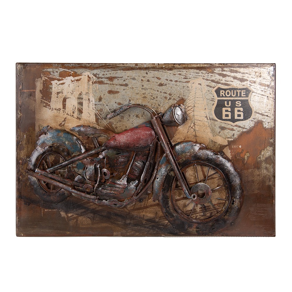 Kovový nástenný obraz s motorkou Route 66 - 60*4*40 cm