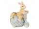 Dekorace soška králík na vajíčku tříkolce - 11*8*13 cm Clayre & Eef