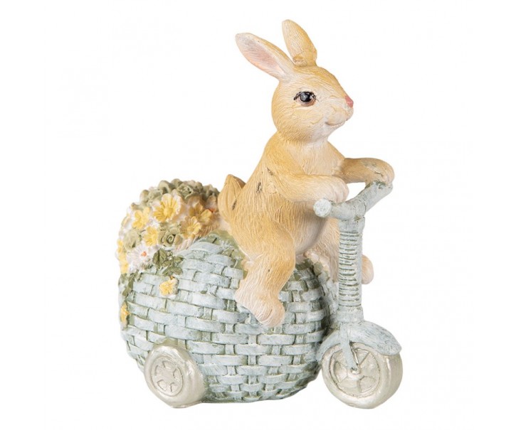 Dekorace soška králík na vajíčku tříkolce - 11*8*13 cm Clayre & Eef