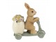 Dekorace soška králík na koloběžce s květinami Happy Easter - 11*5*11 cm Clayre & Eef