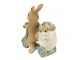 Dekorace soška králík na koloběžce s květinami Happy Easter - 11*5*11 cm Clayre & Eef
