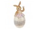 Dekorace soška králík ve vajíčku s květinami - 6*6*13cm Clayre & Eef