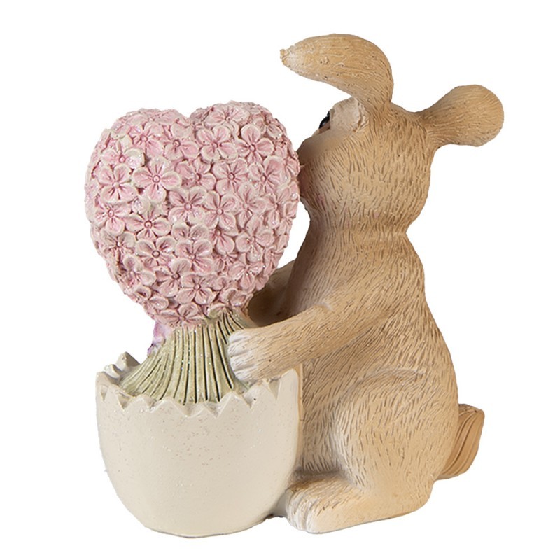 Dekorace soška králík se srdíčkem z květin - 11*6*12cm Clayre & Eef Dekorace soška králík se srdíčkem z květin - 11*6*12cm Clayre & Eef