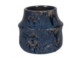 Modrý keramický obal na květináč Blue Dotty M - Ø 15*13 cm