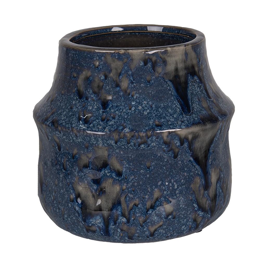 Modrý keramický obal na květináč Blue Dotty M - Ø 15*13 cm Clayre & Eef Modrý keramický obal na květináč Blue Dotty M - Ø 15*13 cm Clayre & Eef