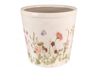 Keramický obal na květináč s lučními květy Flowers of Love L - Ø21*19 cm