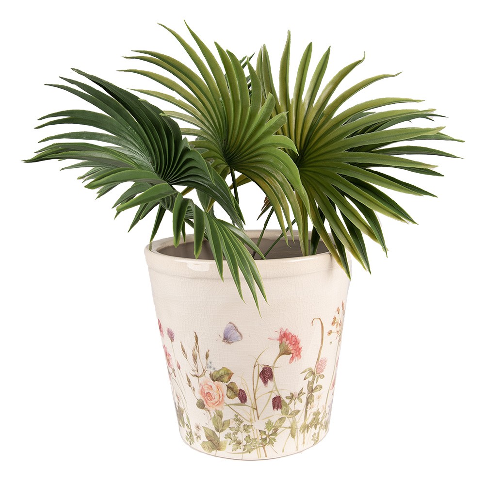 Keramický obal na květináč s lučními květy Flowers of Love L - Ø21*19 cm Clayre & Eef Keramický obal na květináč s lučními květy Flowers of Love L - Ø21*19 cm Clayre & Eef