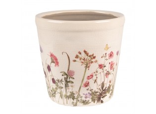 Keramický obal na květináč s lučními květy Flowers of Love M - Ø14*13 cm