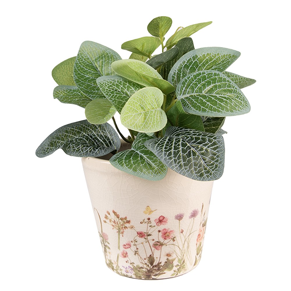 Keramický obal na květináč s lučními květy Flowers of Love S - Ø 12*10 cm Clayre & Eef Keramický obal na květináč s lučními květy Flowers of Love S - Ø 12*10 cm Clayre & Eef