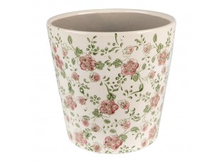 Keramický obal na květináč s růžovými květy Lillia L - Ø 19*18 cm