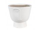 Bílý keramický obal na květináč s polovinou obličeje Facia - Ø 17*15 cm Clayre & Eef