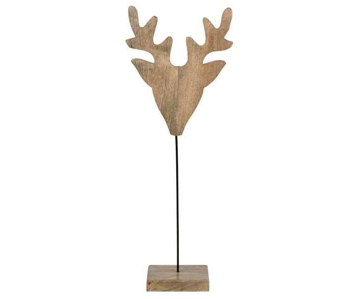 Dekorace hlava jelena z mangového dřeva na podstavci Deer - 40*20*90cm Mars & More 