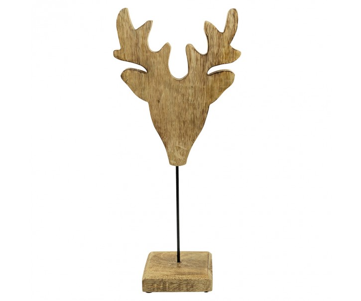 Dekorace hlava jelena z mangového dřeva na podstavci Deer - 41*18*10cm Mars & More 