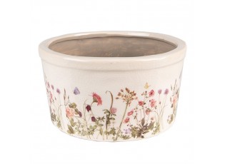 Keramický obal na květináč s lučními květy Flowers of Love L - Ø19*10 cm