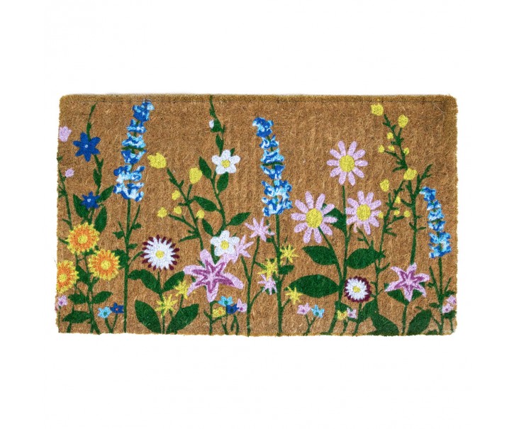 Rohožka z kokosových vláken s motivem květin Coir - 75*45*4cm Mars & More 