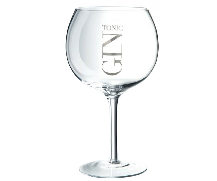 Sklenička se stříbrným nápisem Gin Tonic - Ø12*22cm/880ml J-Line by Jolipa