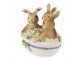 Velikonoční dekorace králíčci ve vajíčku s květy - 11*9*12 cm Clayre & Eef