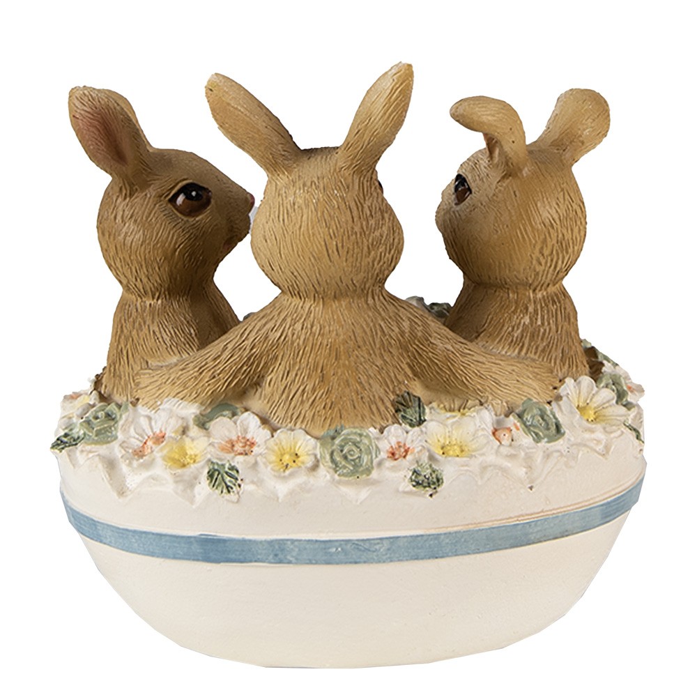 Velikonoční dekorace králíčci ve vajíčku s květy - 11*9*12 cm Clayre & Eef Velikonoční dekorace králíčci ve vajíčku s květy - 11*9*12 cm Clayre & Eef
