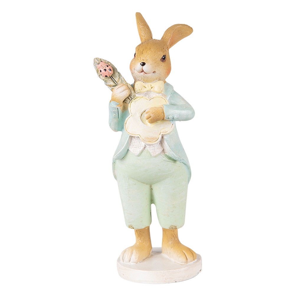 Velikonoční dekorace králík hrající na kytaru ve tvaru květiny - 7*5*15 cm
