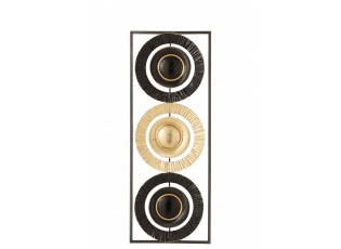 Nástěnná kovová černá dekorace Circles - 28*2*74cm