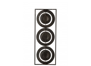 Nástěnná kovová černá dekorace Circles - 28*2*74cm