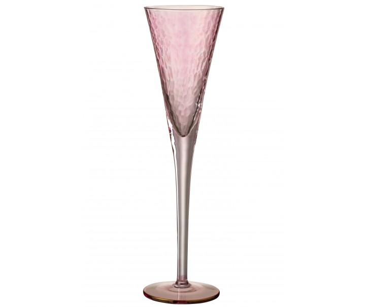 Růžová sklenička na šampaňské Oil transparent - Ø 7*28 cm J-Line by Jolipa