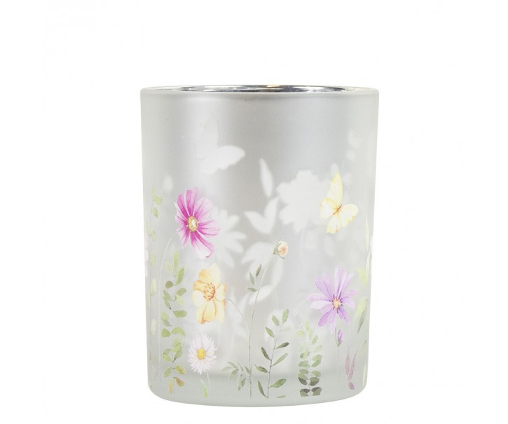 Barevný skleněný svícen Wild Flowers Butterfly M - Ø 10*12,5cm Mars & More 