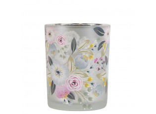 Barevný skleněný svícen Wild Flowers Rose M - Ø 10*12,5cm