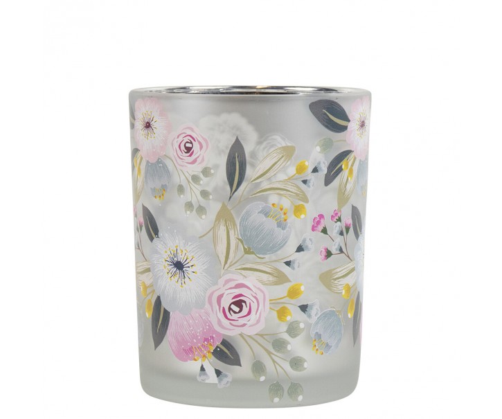 Barevný skleněný svícen Wild Flowers Rose M - Ø 10*12,5cm Mars & More 