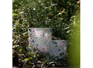 Barevný skleněný svícen Wild Flowers Rose M - Ø 10*12,5cm