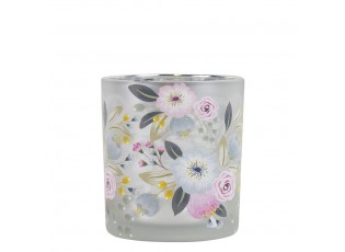 Barevný skleněný svícen Wild Flowers Rose S - Ø 7*8 cm