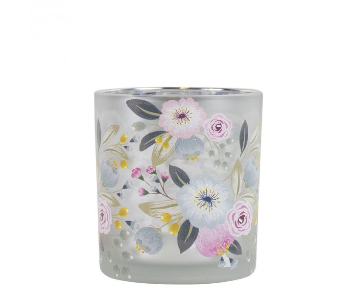 Barevný skleněný svícen Wild Flowers Rose S - Ø 7*8 cm Mars & More 
