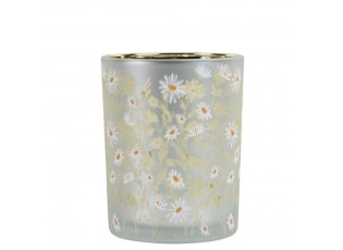 Skleněný svícen se sedmikráskami Wild Flowers Daisies M - Ø 10*12 cm