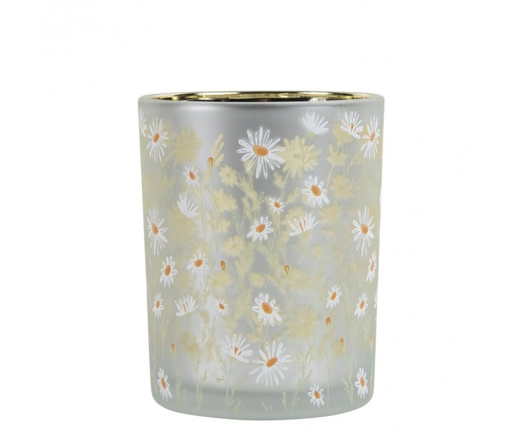Skleněný svícen se sedmikráskami Wild Flowers Daisies M - Ø 10*12 cm Mars & More 