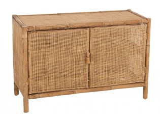 Hnědá antik ratanová komoda s výpletem Ozara - 100*40*65cm