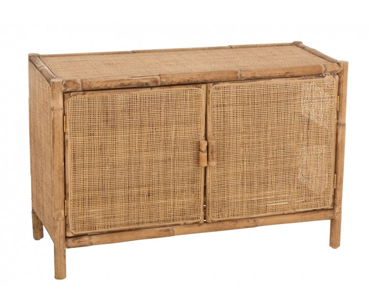Hnědá antik dřevěná komoda s ratanovým výpletem Ozara - 100*40*65cm J-Line by Jolipa