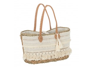 Plážová pletená taška se zdobnou krajkou Beach Bag Lace M - 42*22*27cm