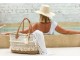 Plážová pletená taška se zdobnou krajkou Beach Bag lace - 42*22*27cm J-Line by Jolipa