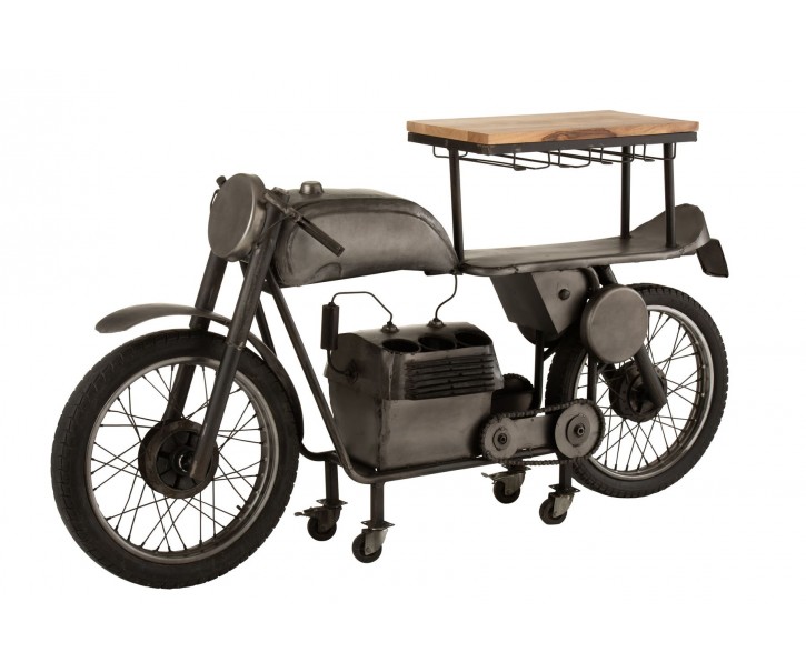 Granitový retro bar motocykl na12skleniček a 6lahví vína - 200*43*100 cm J-Line by Jolipa