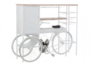 Bílý antik retro bar kolo na skleničky a 9lahví vína Bicycle - 173*64*119 cm