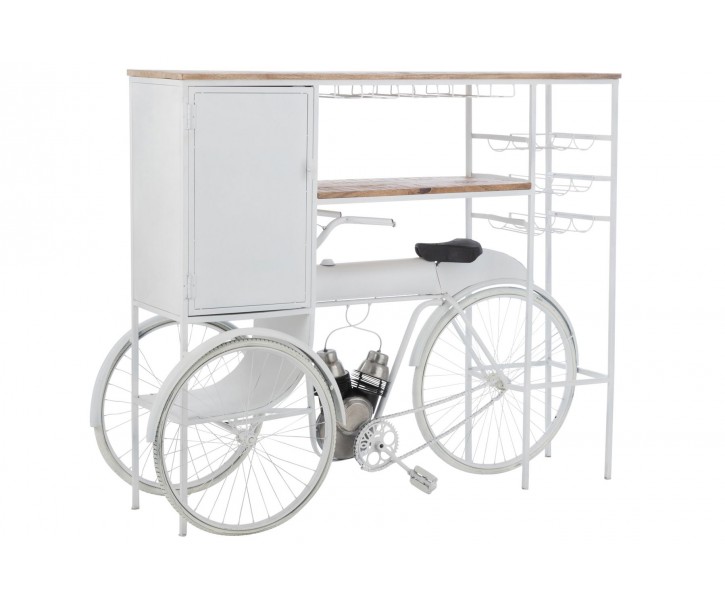 Bílý antik retro bar kolo na skleničky a 9lahví vína Bicycle - 173*64*119 cm J-Line by Jolipa