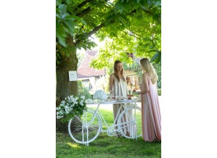 Bílý antik retro bar/konzolový stolek Bicycle - 185*36*85 cm