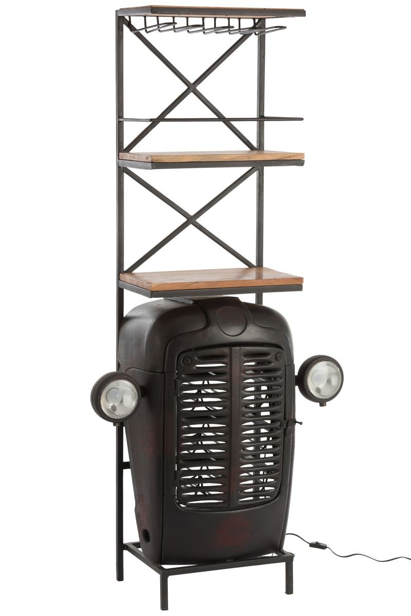 Černý retro bar na skleničky a láhve vína Tractor Bar - 87*37*181cm J-Line by Jolipa Černý retro bar na skleničky a láhve vína Tractor Bar - 87*37*181cm J-Line by Jolipa
