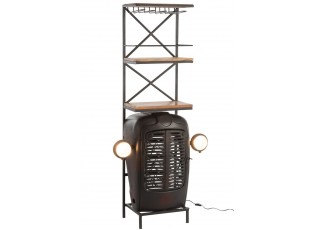 Černý retro bar na skleničky a láhve vína Tractor Bar - 87*37*181cm