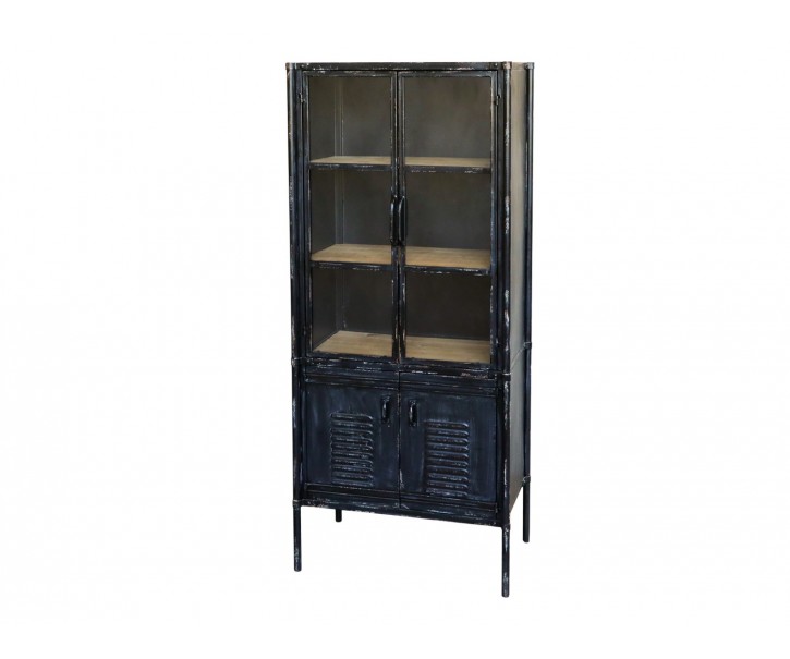 Černá antik kovová komoda Carine - 60*38*140cm Chic Antique