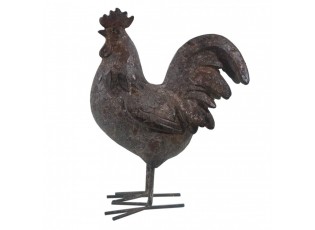 Hnědá antik dekorace kohout - 19*9*24 cm