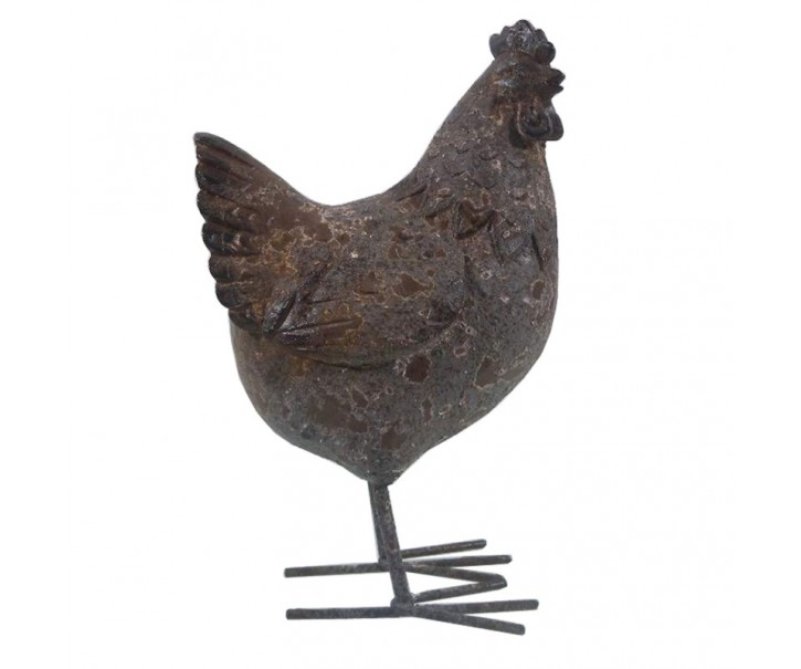 Hnědá antik dekorace slepice - 13*9*20 cm Clayre & Eef